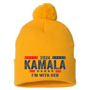 IM With Her Kamala Vote For 2024 President Kamalaharris Pom Pom 12in Knit Beanie