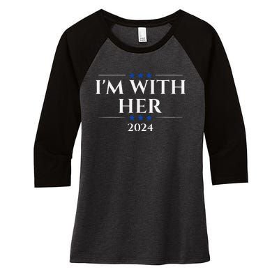 IM With Her Kamala Women's Tri-Blend 3/4-Sleeve Raglan Shirt