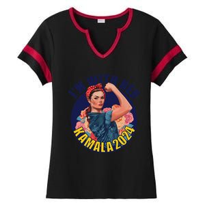 IM With Her Kamala 2024 Retro Rosie Art Ladies Halftime Notch Neck Tee