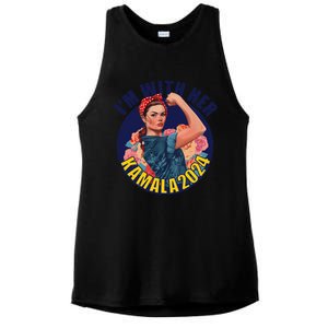 IM With Her Kamala 2024 Retro Rosie Art Ladies PosiCharge Tri-Blend Wicking Tank