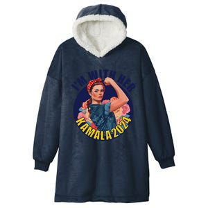 IM With Her Kamala 2024 Retro Rosie Art Hooded Wearable Blanket