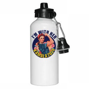 IM With Her Kamala 2024 Retro Rosie Art Aluminum Water Bottle