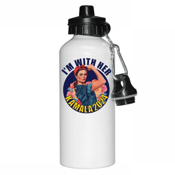 IM With Her Kamala 2024 Retro Rosie Art Aluminum Water Bottle