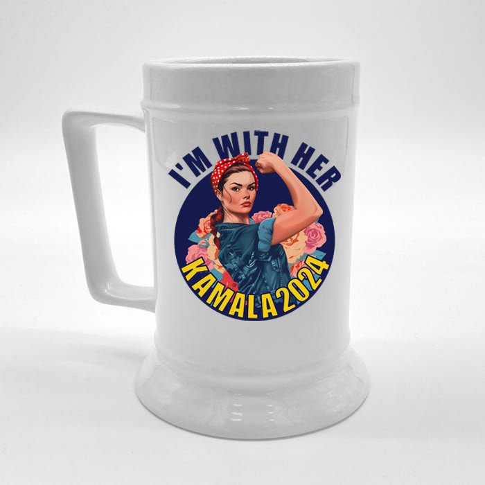 IM With Her Kamala 2024 Retro Rosie Art Beer Stein