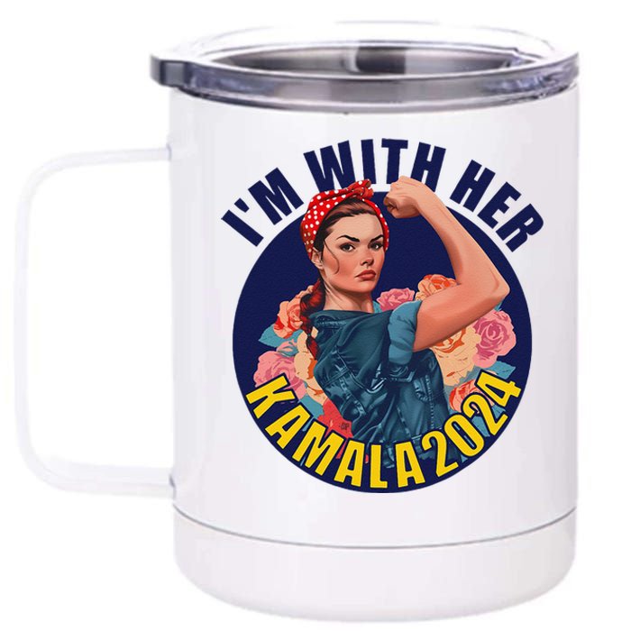 IM With Her Kamala 2024 Retro Rosie Art 12 oz Stainless Steel Tumbler Cup