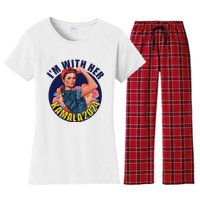 IM With Her Kamala 2024 Retro Rosie Art Women's Flannel Pajama Set