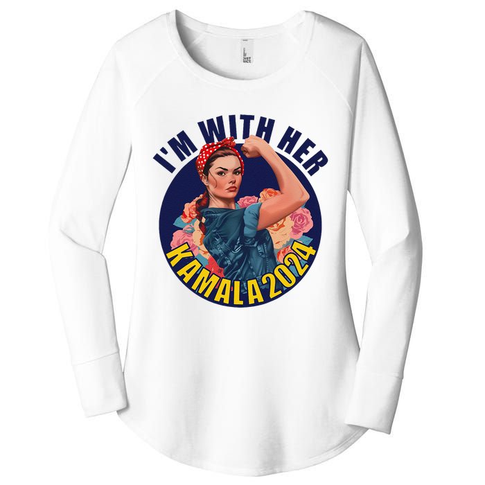 IM With Her Kamala 2024 Retro Rosie Art Women's Perfect Tri Tunic Long Sleeve Shirt