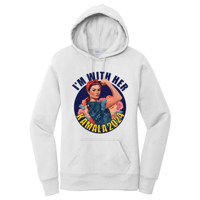 IM With Her Kamala 2024 Retro Rosie Art Women's Pullover Hoodie