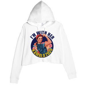 IM With Her Kamala 2024 Retro Rosie Art Crop Fleece Hoodie