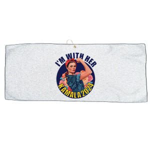 IM With Her Kamala 2024 Retro Rosie Art Large Microfiber Waffle Golf Towel