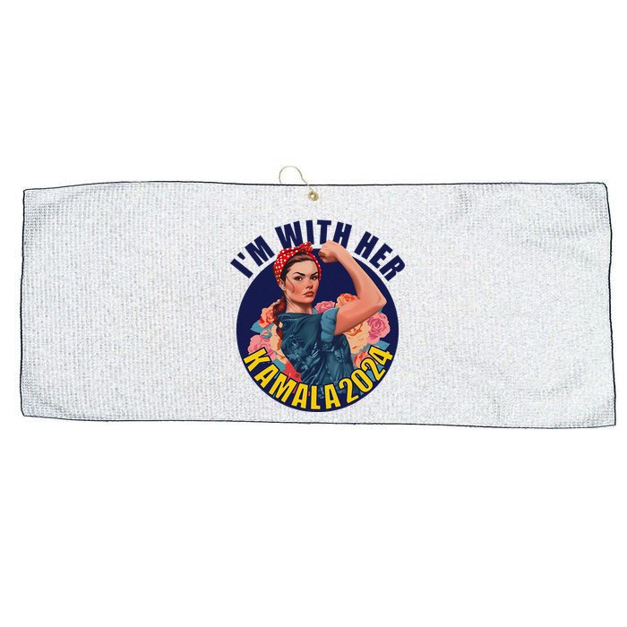 IM With Her Kamala 2024 Retro Rosie Art Large Microfiber Waffle Golf Towel