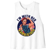 IM With Her Kamala 2024 Retro Rosie Art Women's Racerback Cropped Tank