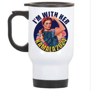 IM With Her Kamala 2024 Retro Rosie Art Stainless Steel Travel Mug