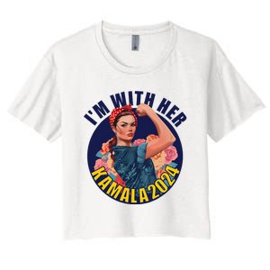 IM With Her Kamala 2024 Retro Rosie Art Women's Crop Top Tee