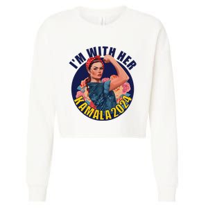 IM With Her Kamala 2024 Retro Rosie Art Cropped Pullover Crew