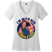 IM With Her Kamala 2024 Retro Rosie Art Women's V-Neck T-Shirt