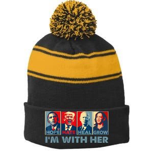 IM With Her Kamala Vote For 2024 President Kamalaharris Stripe Pom Pom Beanie