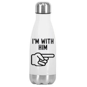 Im With Him Funny Couples Matching Halloween Stainless Steel Insulated Water Bottle