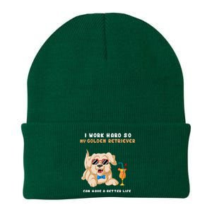 I Work Hard So My Golden Retriver Can Have A Better Life Knit Cap Winter Beanie