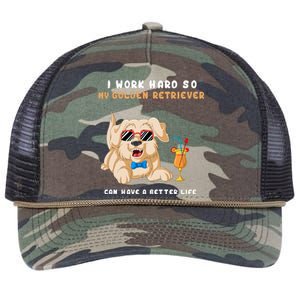 I Work Hard So My Golden Retriver Can Have A Better Life Retro Rope Trucker Hat Cap