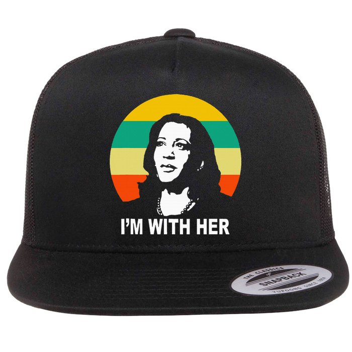 Im With Her Kamala Vote For 2024 President Kamala Harris Flat Bill Trucker Hat