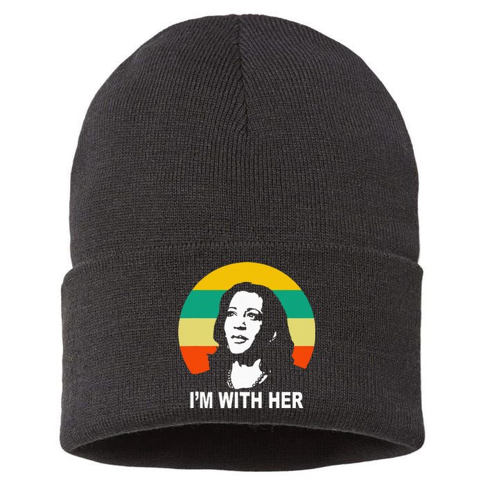 Im With Her Kamala Vote For 2024 President Kamala Harris Sustainable Knit Beanie