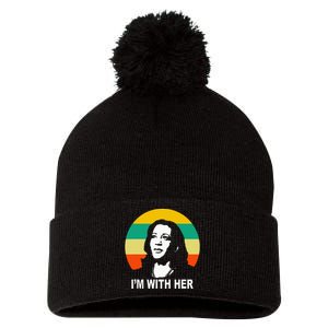 Im With Her Kamala Vote For 2024 President Kamala Harris Pom Pom 12in Knit Beanie