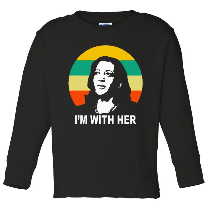 Im With Her Kamala Vote For 2024 President Kamala Harris Toddler Long Sleeve Shirt