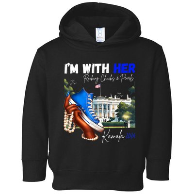 IM With Her Rocking Chucks & Pearls Kamala 2024 Toddler Hoodie