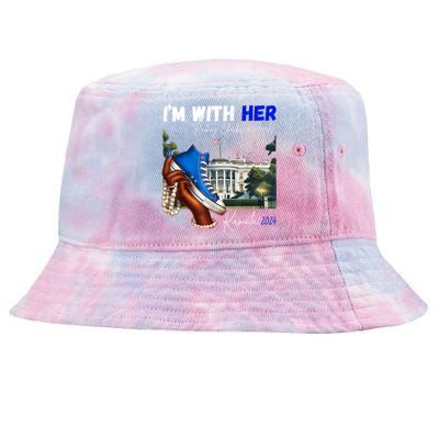 IM With Her Rocking Chucks & Pearls Kamala 2024 Tie-Dyed Bucket Hat