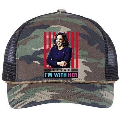 IM With Her Kamala Vote For 2024 President Kamalaharris Retro Rope Trucker Hat Cap