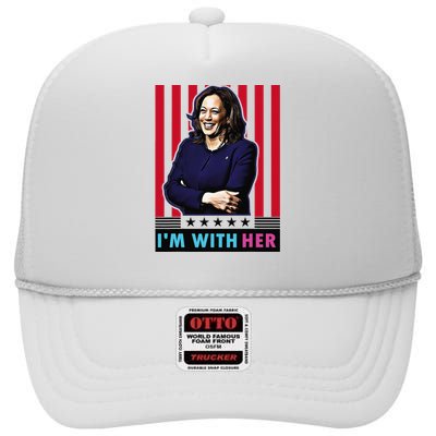 IM With Her Kamala Vote For 2024 President Kamalaharris High Crown Mesh Back Trucker Hat