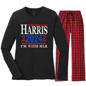 IM With Her Kamala Vote For 2024 President Kamala Harris Women's Long Sleeve Flannel Pajama Set 