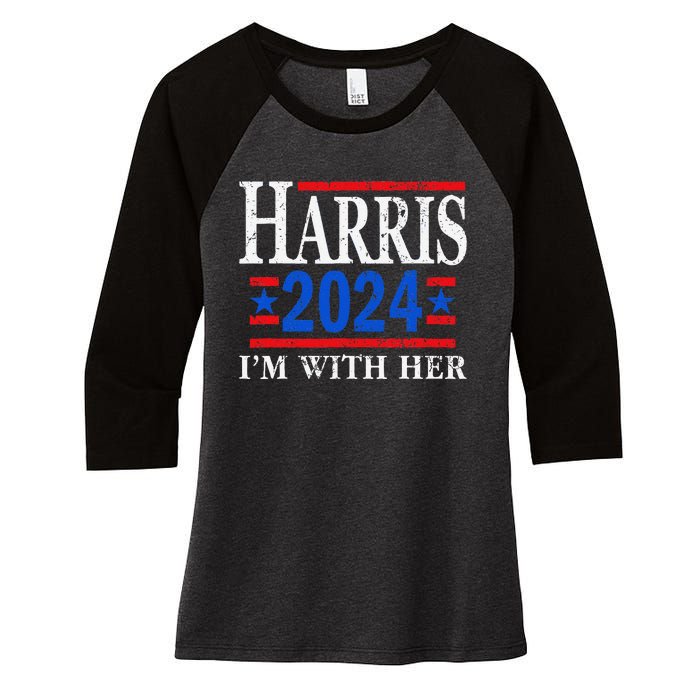 IM With Her Kamala Vote For 2024 President Kamala Harris Women's Tri-Blend 3/4-Sleeve Raglan Shirt