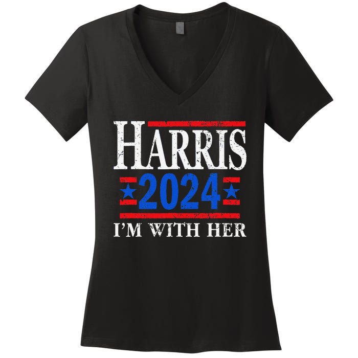 IM With Her Kamala Vote For 2024 President Kamala Harris Women's V-Neck T-Shirt