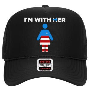 IM With Her Kamala Harris 2024 President Election High Crown Mesh Back Trucker Hat