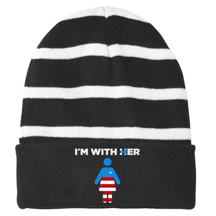 IM With Her Kamala Harris 2024 President Election Striped Beanie with Solid Band