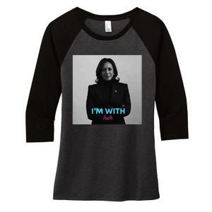 IM With Her Kamala Women's Tri-Blend 3/4-Sleeve Raglan Shirt