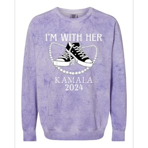 IM With Her Kamala Chucks And Pearls Election 2024 Colorblast Crewneck Sweatshirt