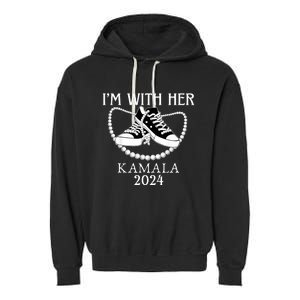 IM With Her Kamala Chucks And Pearls Election 2024 Garment-Dyed Fleece Hoodie