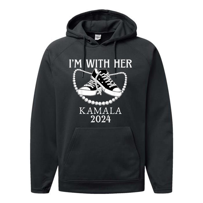 IM With Her Kamala Chucks And Pearls Election 2024 Performance Fleece Hoodie