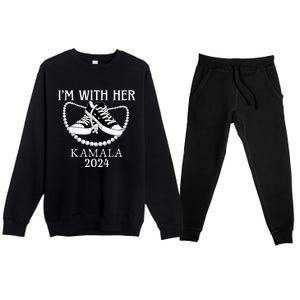 IM With Her Kamala Chucks And Pearls Election 2024 Premium Crewneck Sweatsuit Set