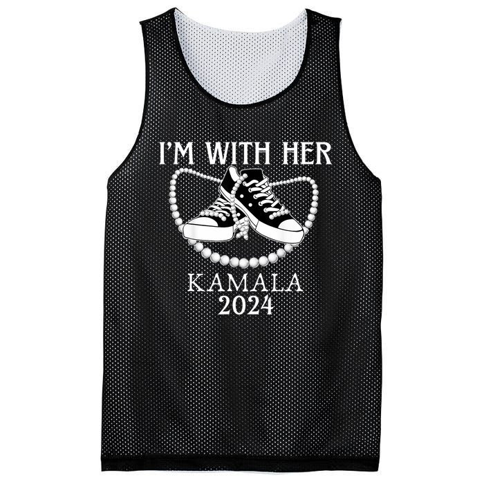 IM With Her Kamala Chucks And Pearls Election 2024 Mesh Reversible Basketball Jersey Tank