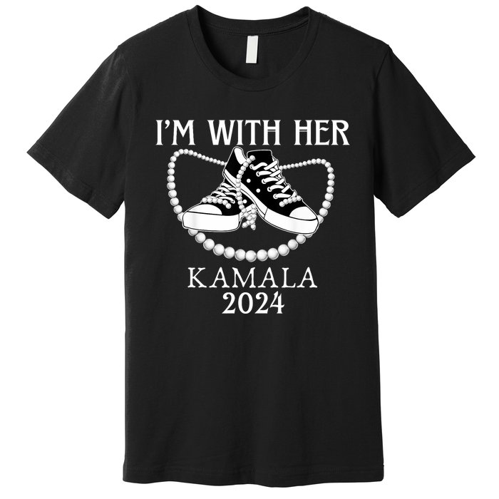 IM With Her Kamala Chucks And Pearls Election 2024 Premium T-Shirt