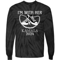 IM With Her Kamala Chucks And Pearls Election 2024 Tie-Dye Long Sleeve Shirt