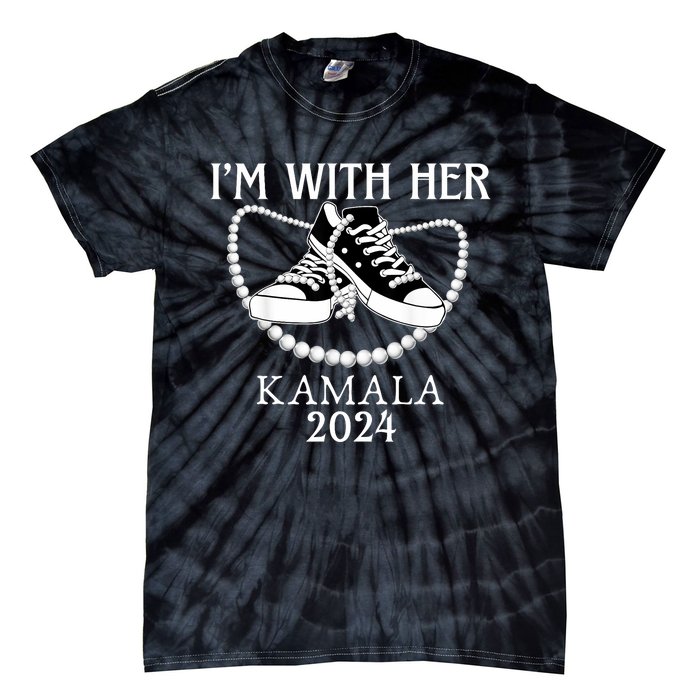 IM With Her Kamala Chucks And Pearls Election 2024 Tie-Dye T-Shirt