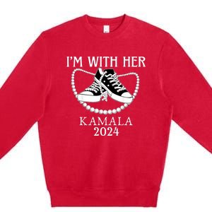 IM With Her Kamala Chucks And Pearls Election 2024 Premium Crewneck Sweatshirt