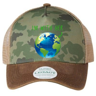 IM With Her Planet Earth Day Climate Change Gift Legacy Tie Dye Trucker Hat