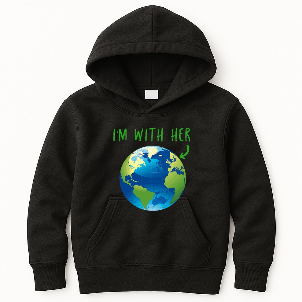 IM With Her Planet Earth Day Climate Change Gift Kids Hoodie