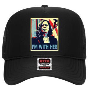 Im With Her Kamala Vote For 2024 President Kamala Harris High Crown Mesh Back Trucker Hat